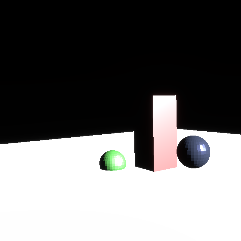 shadow mapping, green object will be in shadow soon