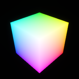 the unit cube, colored with its own sacial coordinates